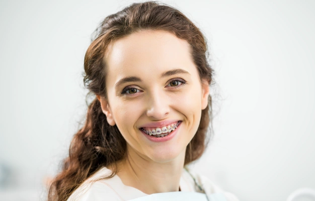 Patient wearing traditional braces